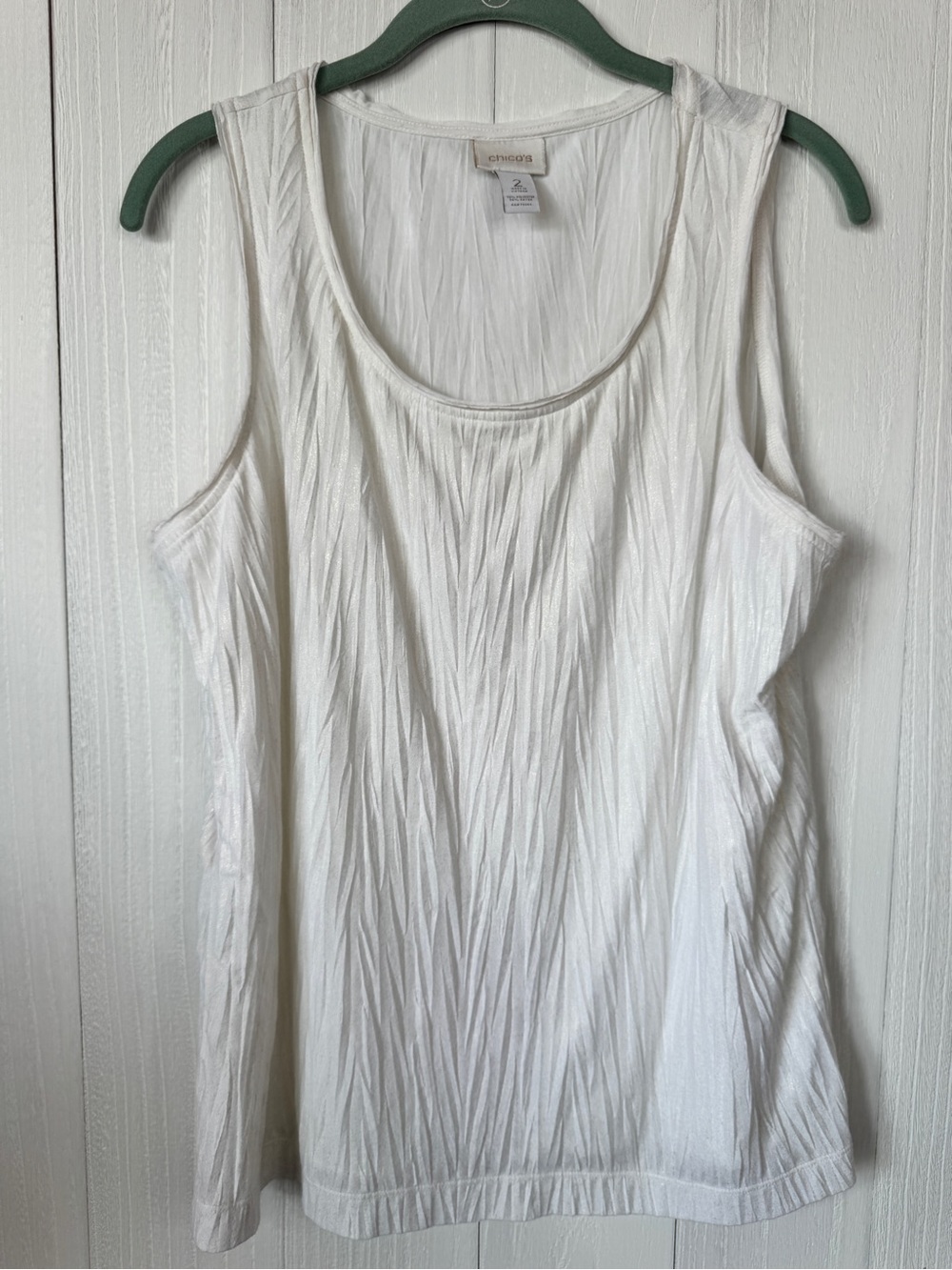 Chico's Textured Scoop Neck Tank - White Metallic